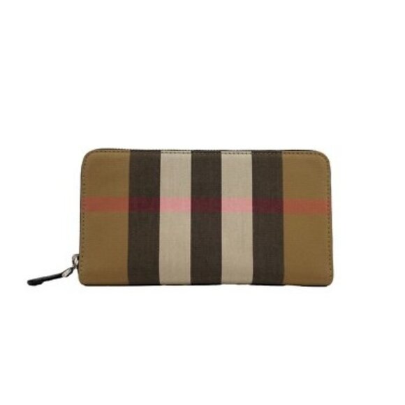 Burberry Super Exploded Check Large Zip Around Wallet Taupe Brown 8084560 - Picture 1 of 8
